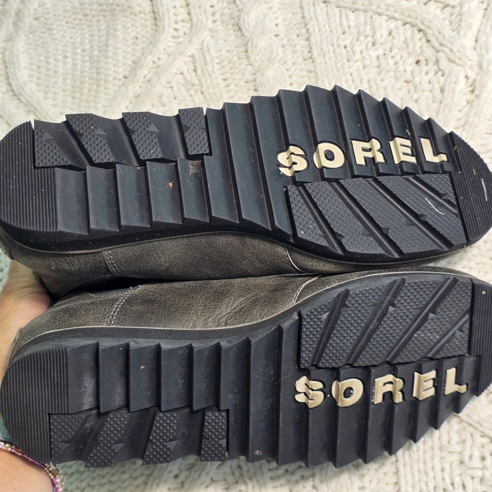Sorel Harlow Chelsea Boots Gray Leather Waterproof Ankle Booties Womens 7.5 - Picture 5 of 6